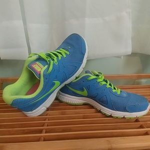 Nike Revolution 2: Women's Blue and Neon Green 7.5
